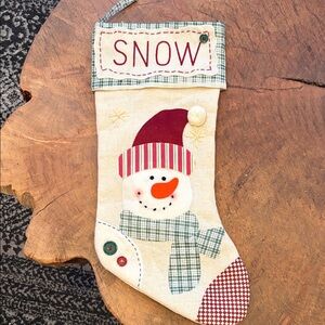“Snow” snowman holiday stocking